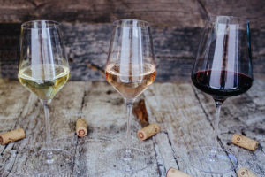 Lineup of wine glasses