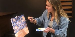 Paint and sip workshop at blend a bozeman winery